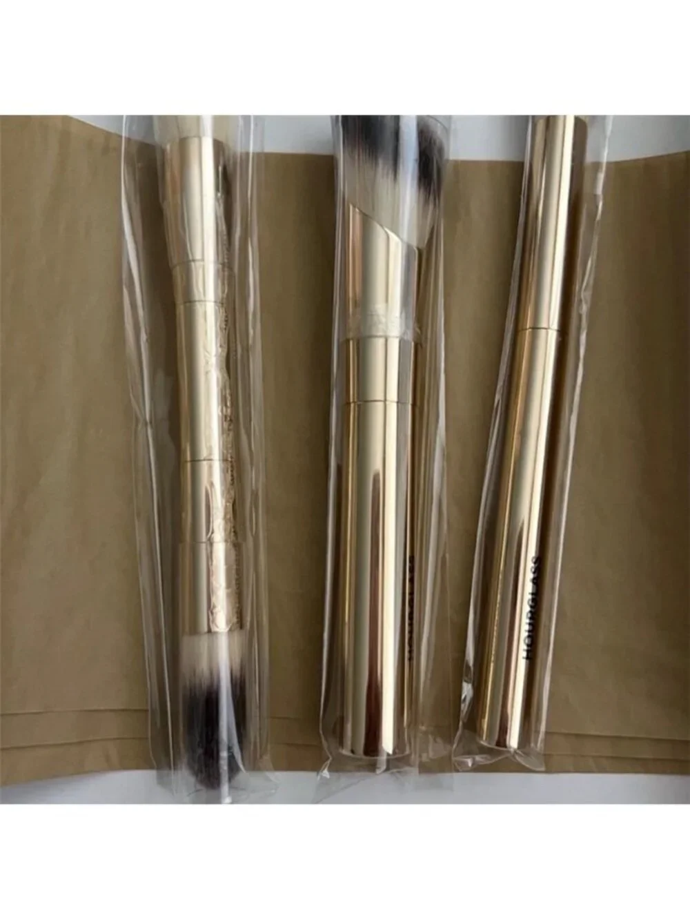 Hourglass Gold Makeup Brush set 3pcs Golden Dragon Case NWT
